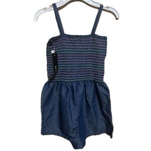 PCAPINO Dark Denim and Rainbow Romper Girls Size 10